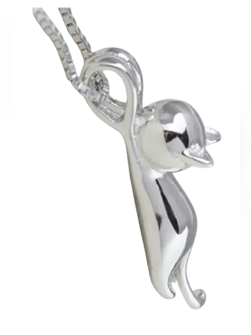 Silver Cat Pendant Necklace Pet Cat Jewelry.925 NEW NWT